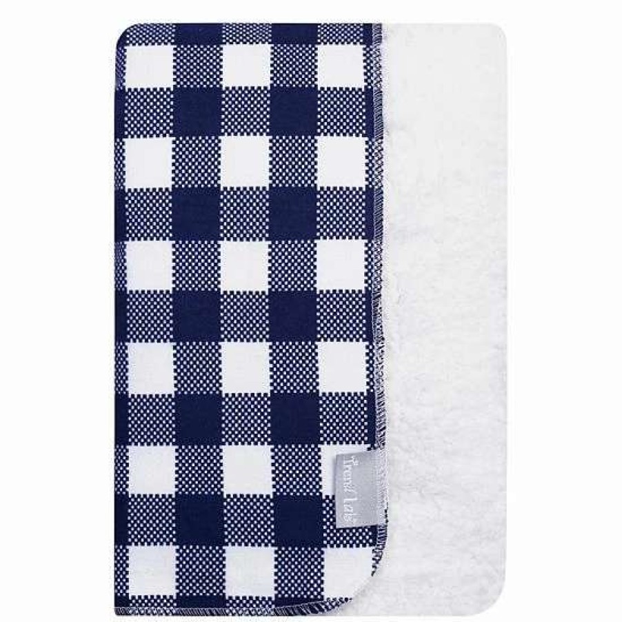 Baby Gear * | Trend Lab Navy & White Buffalo Check Flannel & Faux Shearling Baby Blanket