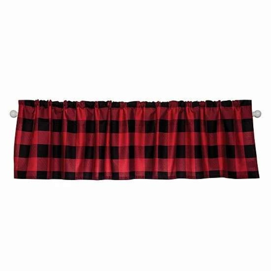 Home Decor * | Trend Lab Red And Black Buffalo Check Window Valance