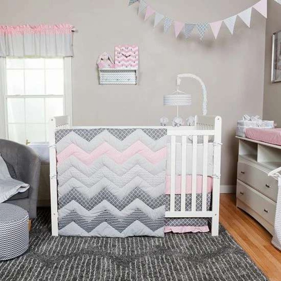 Baby Gear * | Trend Lab Cotton Candy 3-Pc. Chevron Crib Bedding Set