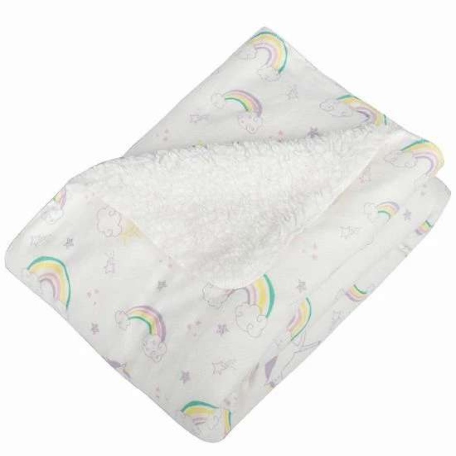 Baby Gear * | Trend Lab Unicorn Rainbow Faux Shearling Reversible Blanket