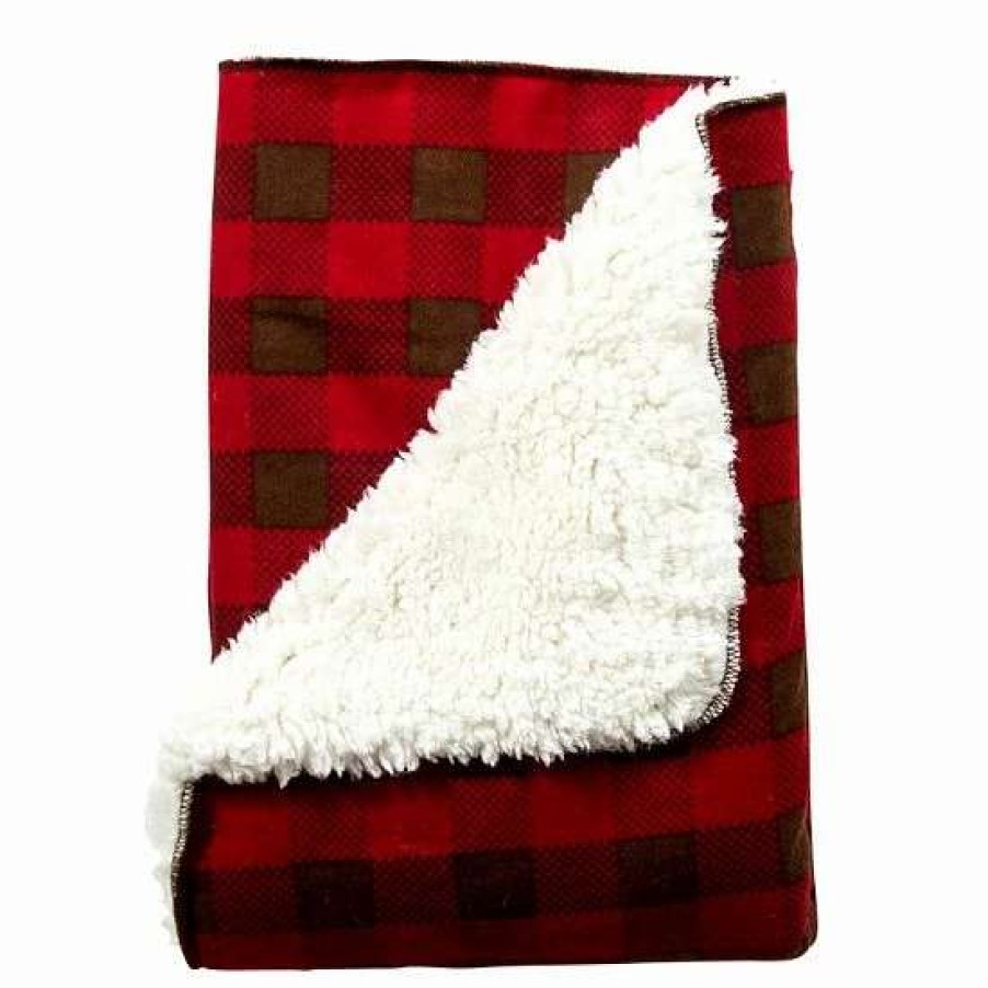 Baby Gear * | Trend Lab Northwoods Plaid Flannel Faux-Shearling Receiving Blanket