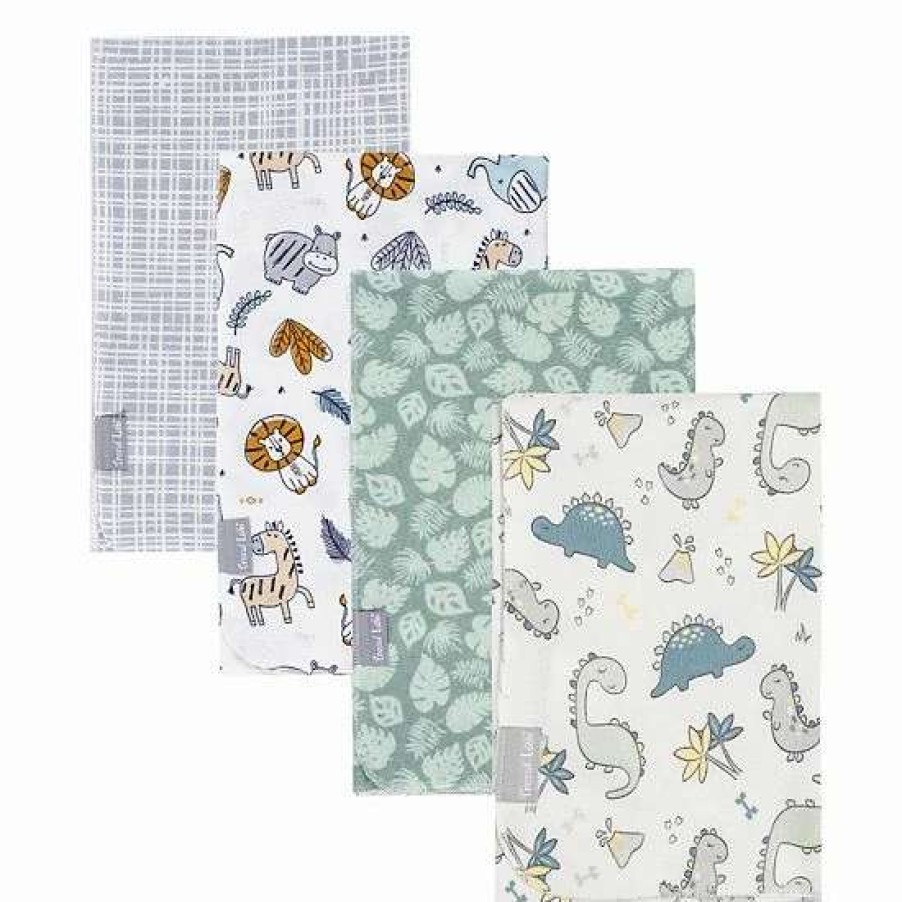 Baby Gear * | Trend Lab Dino Safari 4-Pack Baby Flannel Blankets