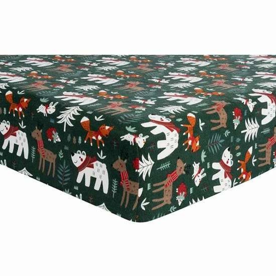 Baby Gear * | Trend Lab Festive Forest Flannel Fitted Crib Sheet