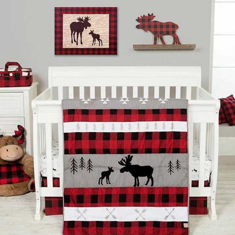 Baby Gear * | Trend Lab Lumberjack Moose 3 Piece Crib Bedding Set