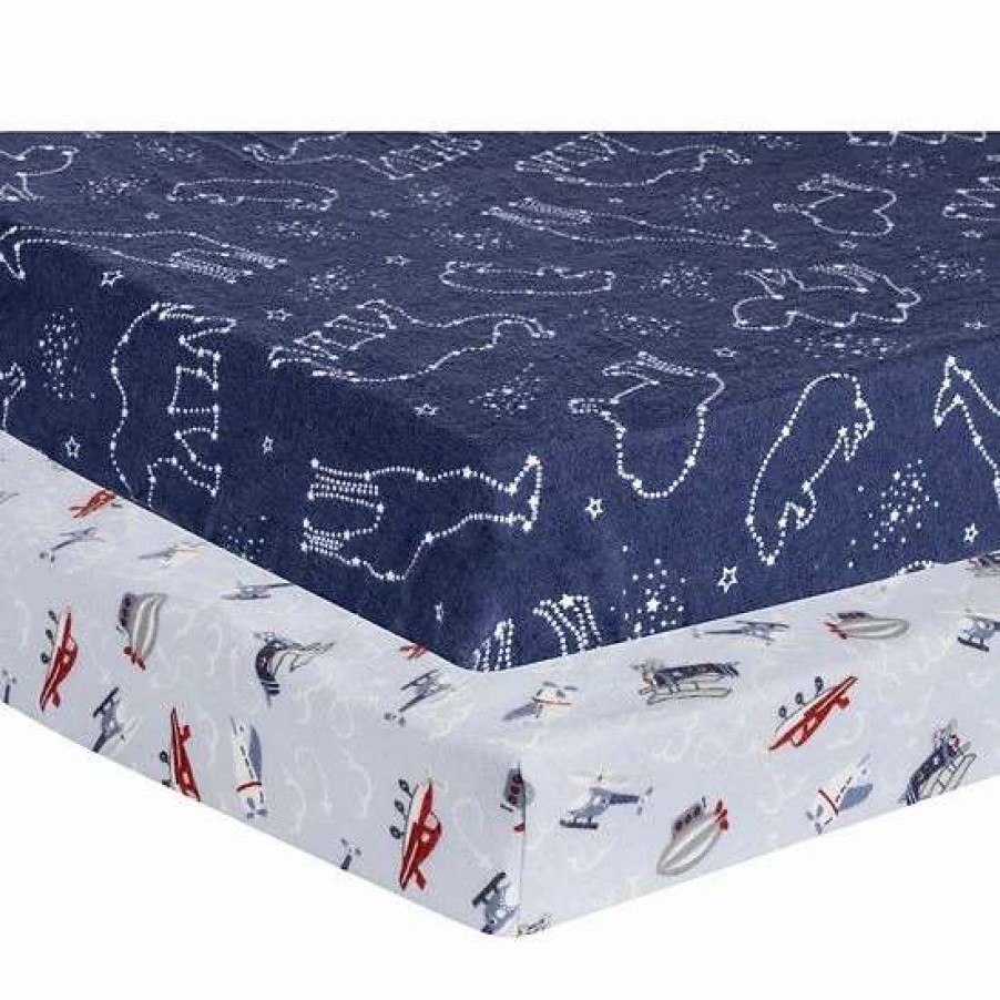 Baby Gear * | Trend Lab Sky Traveler 2-Pack Flannel Playard Sheets