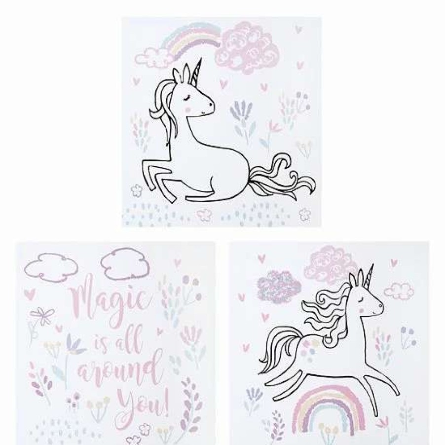 Home Decor * | Trend Lab Magical Unicorn 3 Pack Canvas Wall Art Set