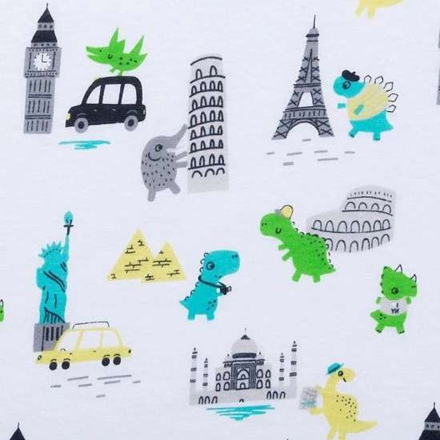 Baby Gear * | Trend Lab Dinosaurs Around The World Jersey Fitted Crib Sheet