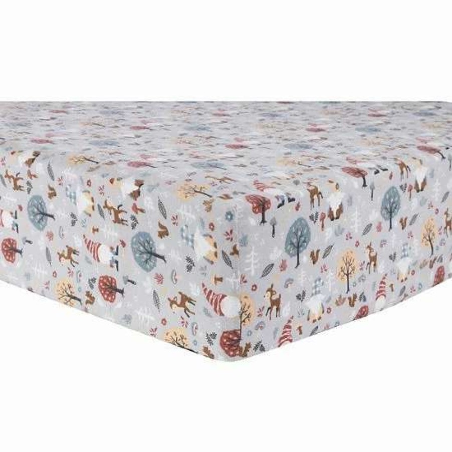 Baby Gear * | Trend Lab Woodland Gnomes Flannel Fitted Crib Sheet