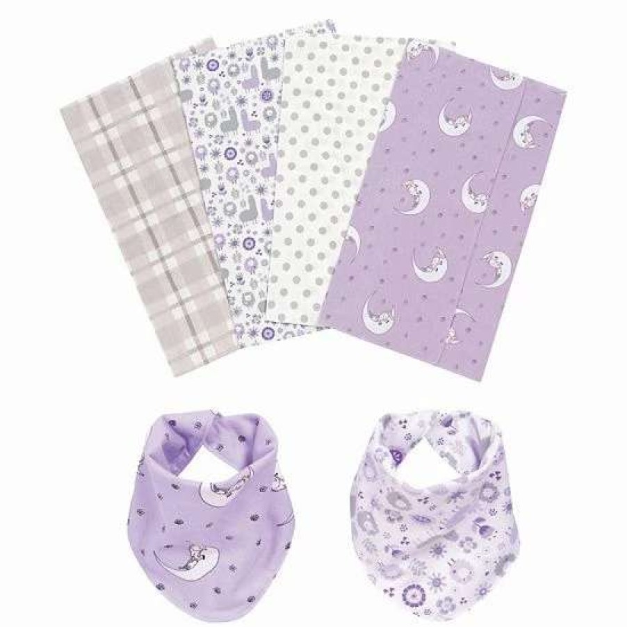 Baby Gear * | Trend Lab Llamas & Unicorns 6-Piece Bib & Burp Cloth Set