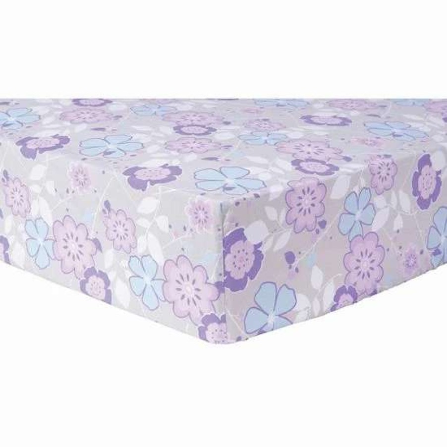 Baby Gear * | Trend Lab Print Crib Sheet Purple Floral