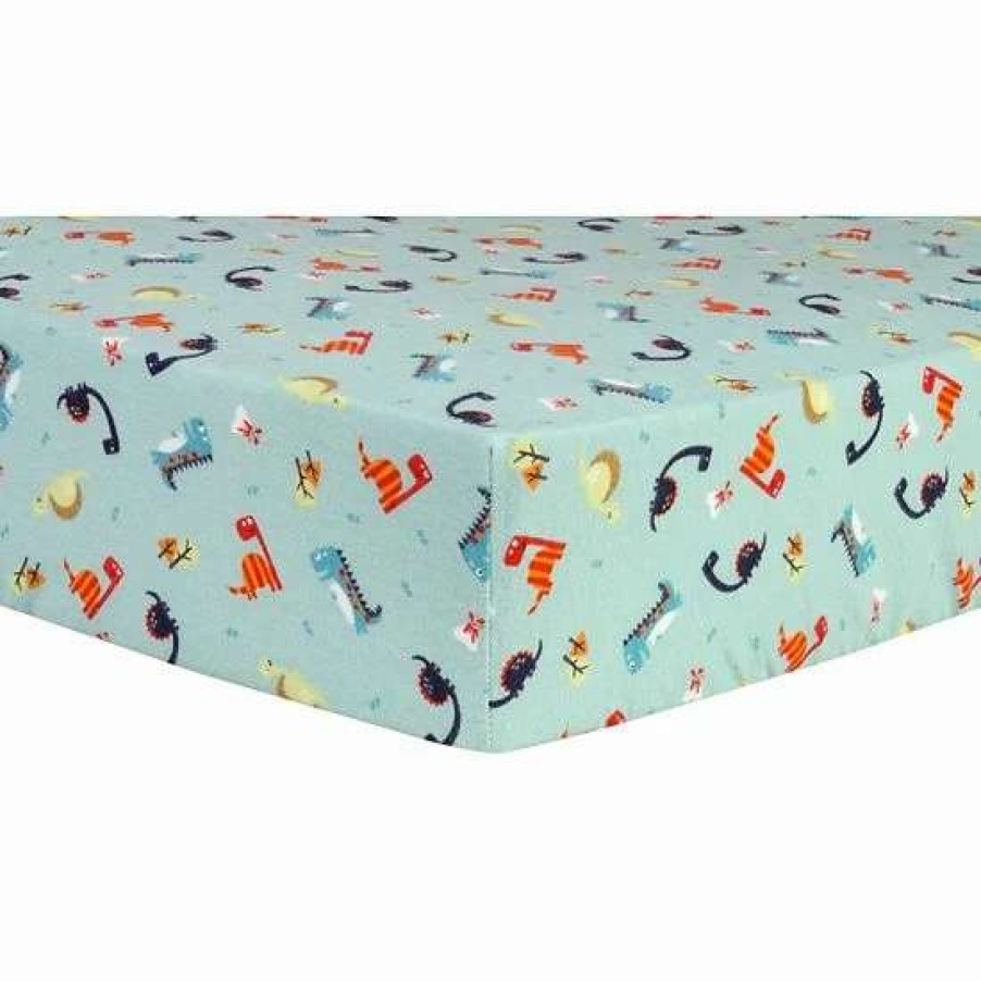 Baby Gear * | Trend Lab Dinosaurs Deluxe Flannel Fitted Crib Sheet