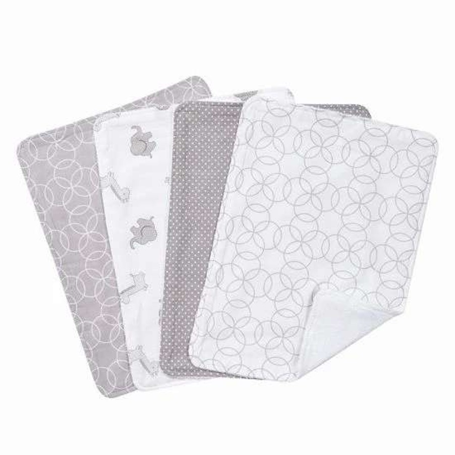 Baby Gear * | Trend Lab 4-Pk. Gray & White Circles Burp Cloth Set