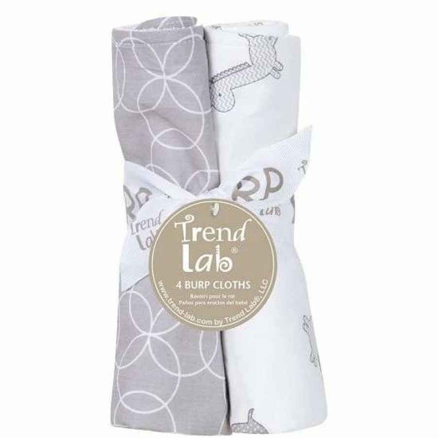 Baby Gear * | Trend Lab 4-Pk. Gray & White Circles Burp Cloth Set