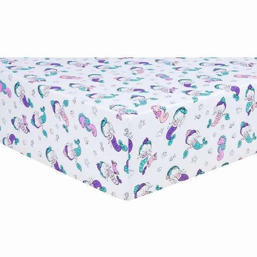 Baby Gear * | Trend Lab Mermaids Jersey Fitted Crib Sheet