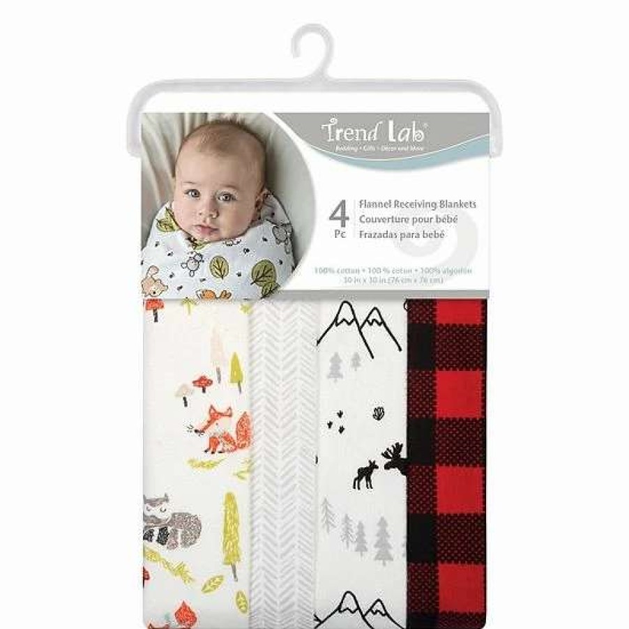 Baby Gear * | Trend Lab Buffalo Check Woodland 4 Pack Flannel Blankets