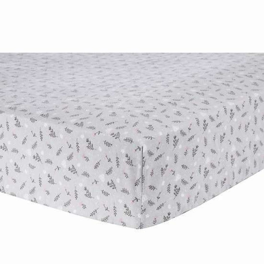 Baby Gear * | Trend Lab Sweet Forest Friends Gray Prairie Floral Fitted Crib Sheet