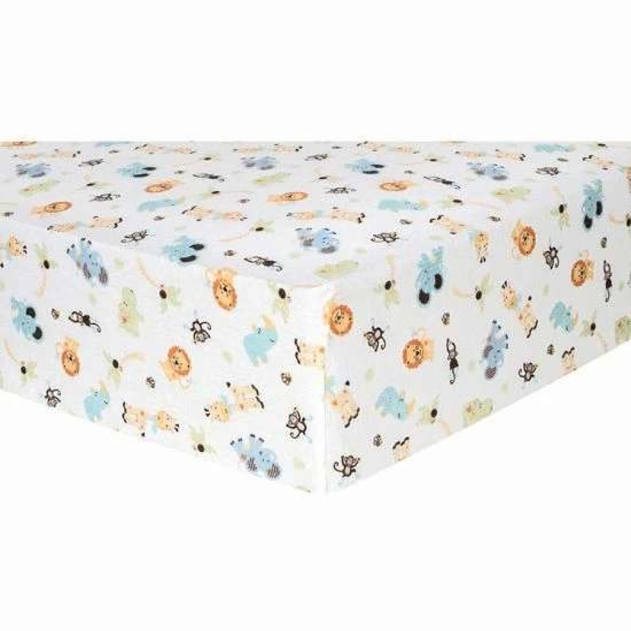 Baby Gear * | Trend Lab Zoo Animal Flannel Fitted Crib Sheet