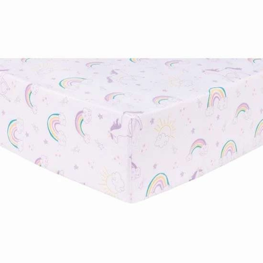 Baby Gear * | Trend Lab Unicorn Rainbow Deluxe Flannel Fitted Crib Sheet