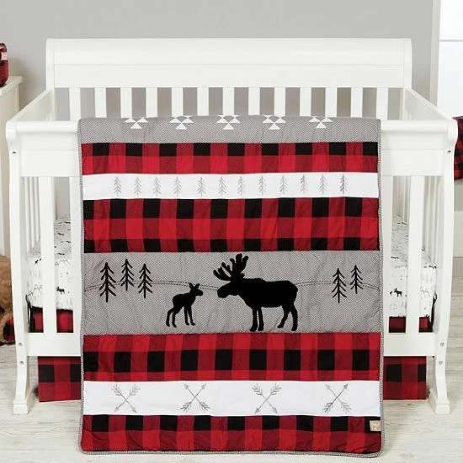 Baby Gear * | Trend Lab Lumberjack Moose 6 Piece Crib Bedding Set