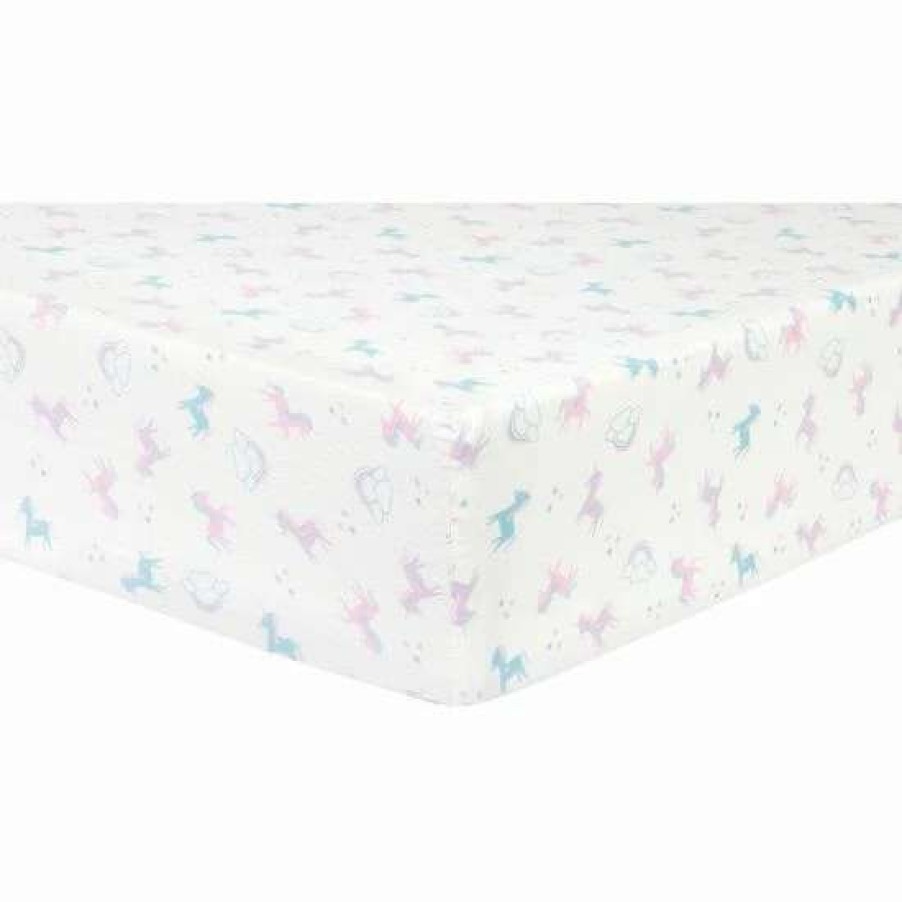 Baby Gear * | Trend Lab Unicorns And Stars Deluxe Flannel Fitted Crib Sheet