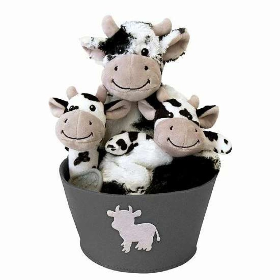 Baby Gear * | Trend Lab Cow 4 Piece Plush Gift Set Bucket