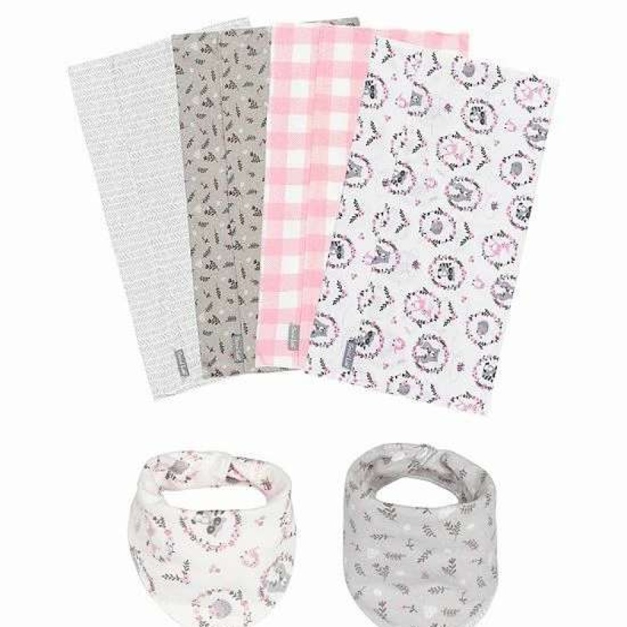 Baby Gear * | Trend Lab Sweet Forest Friends 6-Piece Bib & Burp Cloth Set