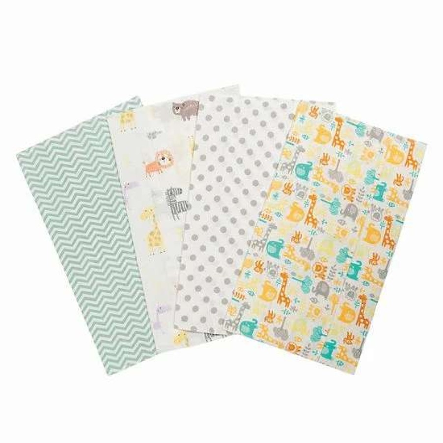 Baby Gear * | Trend Lab Mint Jungle 4-Pk. Flannel Burp Cloths