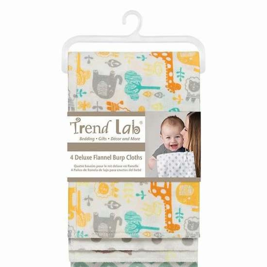 Baby Gear * | Trend Lab Mint Jungle 4-Pk. Flannel Burp Cloths