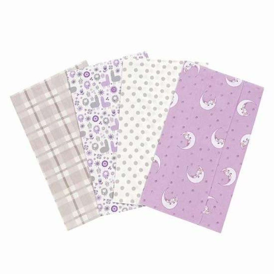 Baby Gear * | Trend Lab Llamas & Unicorns 4-Pk. Flannel Burp Cloths