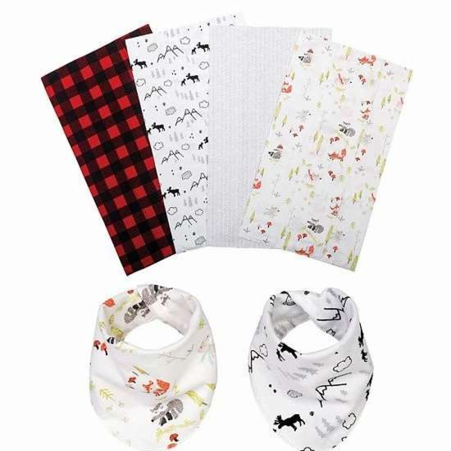 Baby Gear * | Trend Lab Buffalo Check 6-Piece Bib & Burp Cloth Set